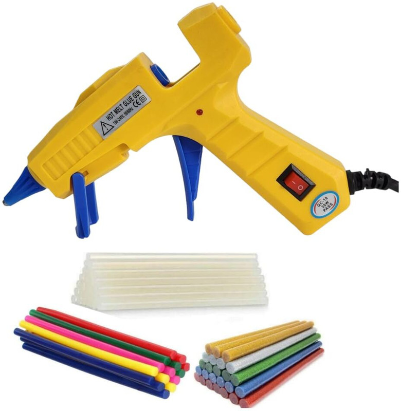 HOTGLUEGUN 30 Watt 5 Transparent + 5 Colored + 5 Glitter Sticks Craft Glue Gun DIY Arts Standard Temperature Corded Glue Gun(7 mm)