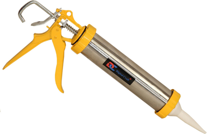 Digital Craft 9"inch Steel Alloy Yellow Paint Handle Cylinder Adhesive Glue Gun Caulking Tool Standard Temperature Cordless Glue Gun(0 mm)