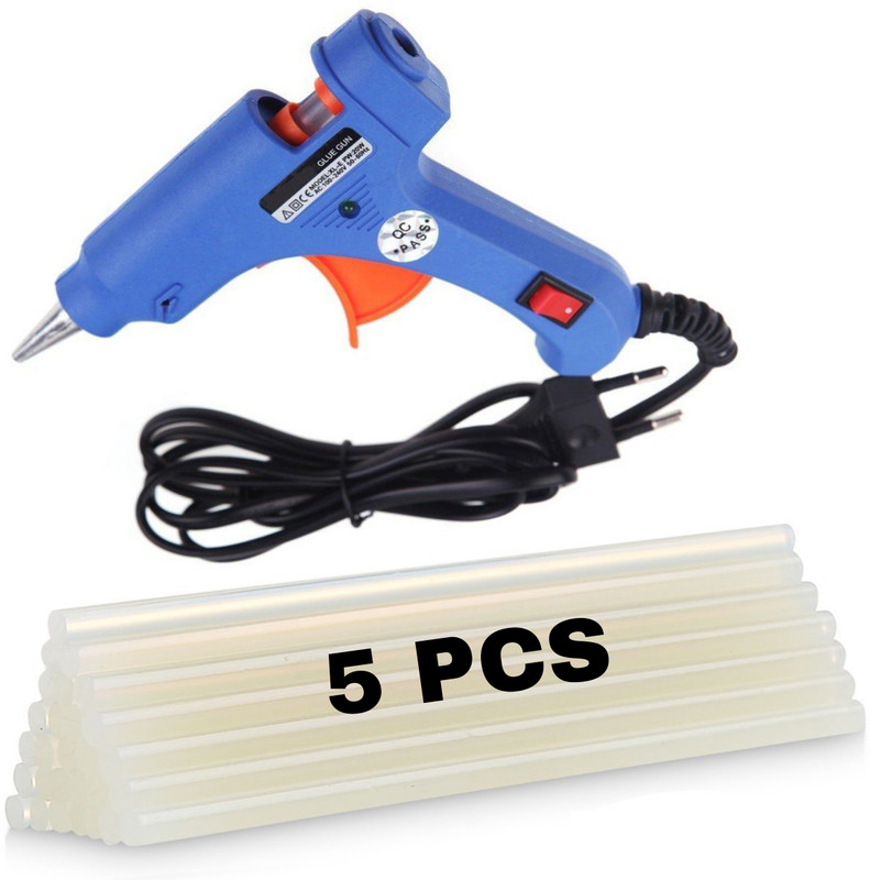 WRYDO9 20W Electric Hot Melt Glue Gun with 5 Glue Sticks for Multipurpose Use Standard Temperature Corded Glue Gun(7 mm)