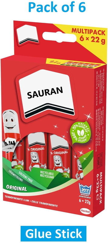 Sauran Pack of 6 Safe and Child Friendly Glue Stick Glue(132 ml)