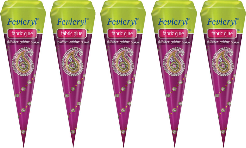 Hunny - Bunch Fevicryl Fabric Glue, Non-Toxic Ideal for Art & Crafts (Pack of 5Cone - 30gEach) Glue(30 ml)