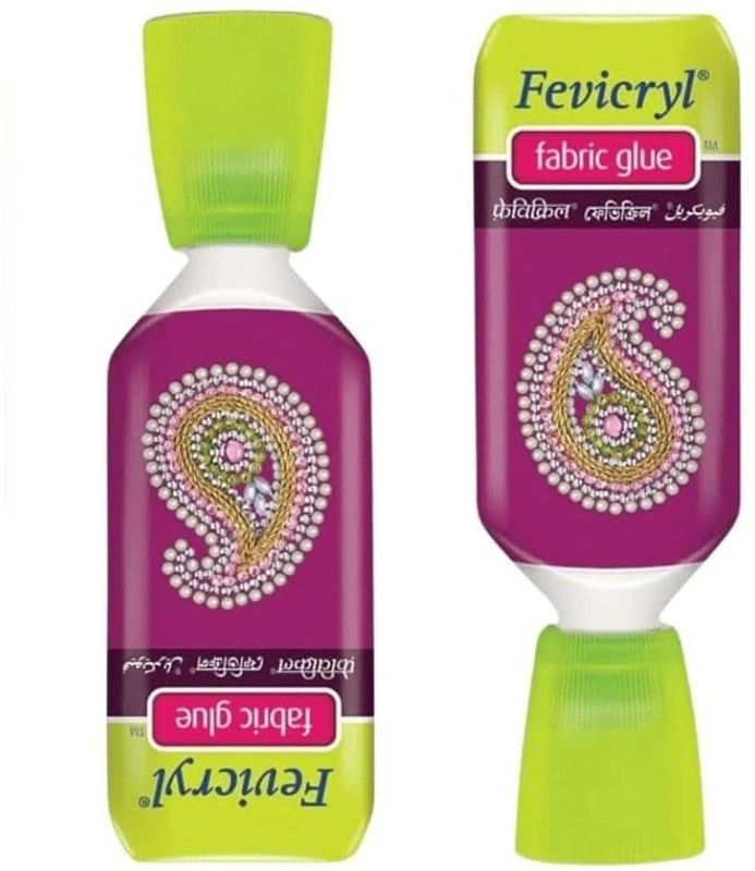 ARTPARASITE 2 Pcs Pidilite Fevicryl Fabric Glue No Stitch Glue Mirror Pieces Patchwork Stone Glue(30 ml)