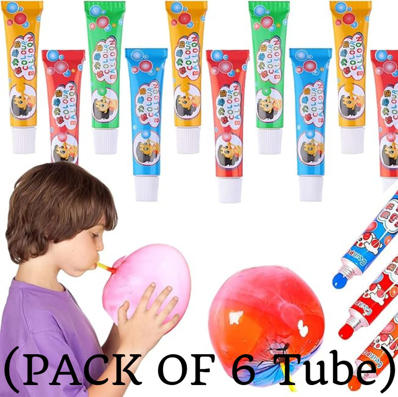 SPMYY Magic Bubble Gum Balloons Toy Set (Pack of 6 Tubes), Glue(2 ml)