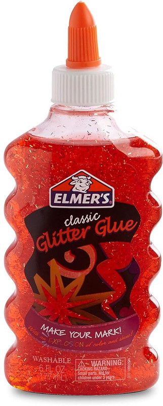 Elmers Washable Classic Glitter Glue, 6 oz. Bottle, Red E321 Glue(177 ml)