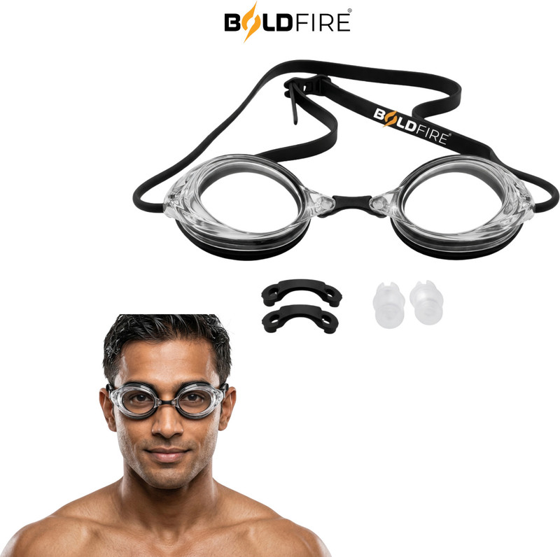 BoldFire Swimming Goggles Anti Fog UV Protection Leak Proof Adjustable Strap,Ear Plugs Swimming Goggles(Multicolor)