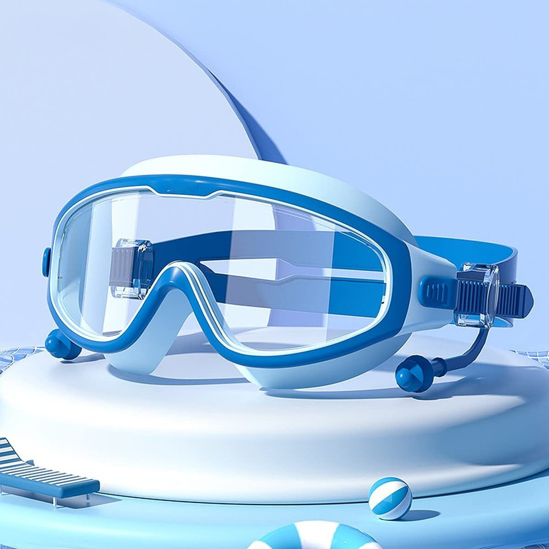 Leplion Swimming Goggles Clear Lens for Kids Competition Swimming Goggles(Blue)