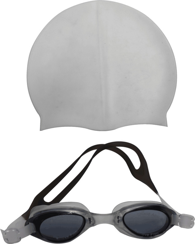 SYNCO Swimming Accessories- Swimming Cap and Swimming Goggles Assorted Colors Swimming Kit