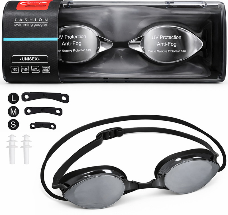 LYROVO Unisex Swimming Goggles with UV Protection Swimming Goggles(Black)