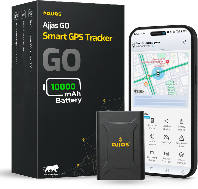 Ajjas Wireless GO tracker for Kids, Car/Bike, Bags with Voice Monitoring GPS Device(Black)