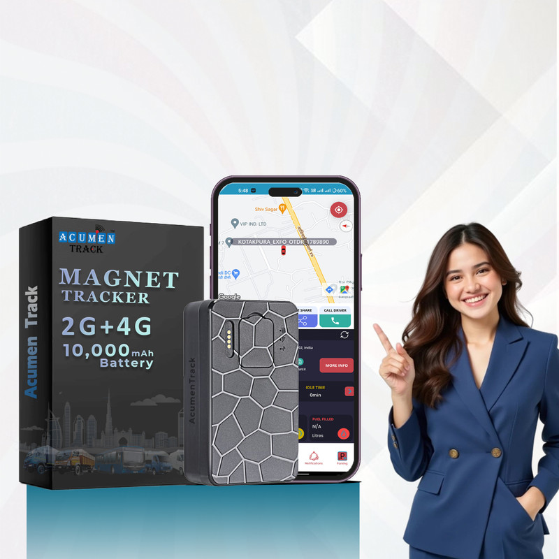 ACUMEN TRACK We Care Your Assets A50L Wireless Magnetic 4G GPS Tracker for Car, Kids & Luggage, 10000 Mah Battery GPS Device(Gray)