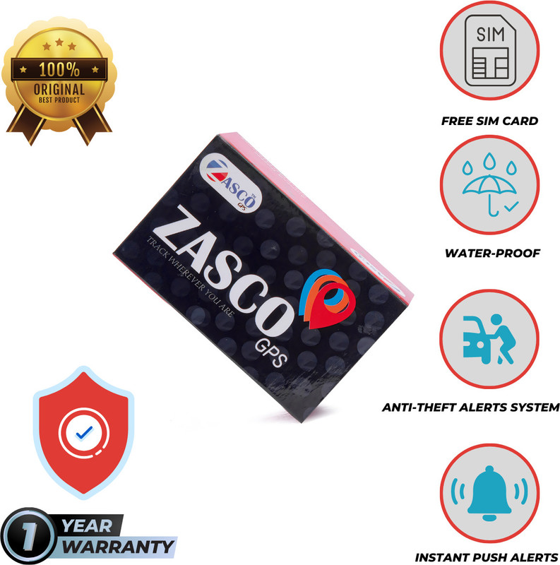 ZASCO ZT-901 (Water-Proof With Inbuilt Battery Model) For Car/Bike/Truck /Scooty/Suv anti-theft GPS Device Tracker GPS Device GPS Device(1 Maps, Black)