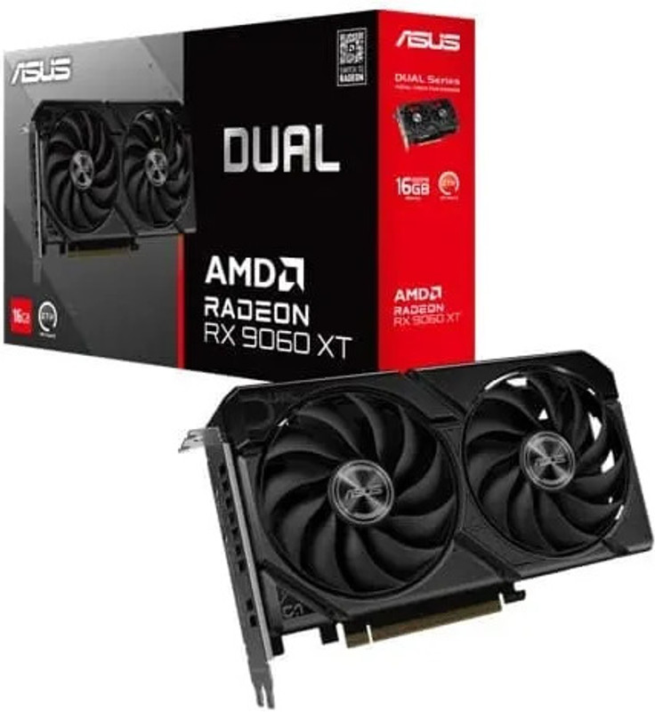ASUS Dual RX 9060 XT 16GB GDDR6 Gaming Graphics Card GDDR6 16 GB AMD Radeon Chipset 128 bit 3250 MHz Graphics Card(Black)