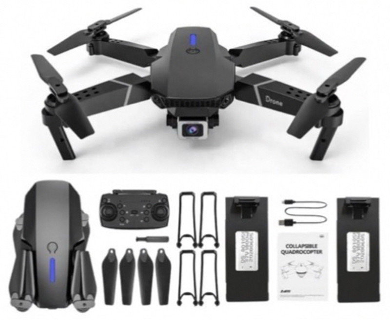FLYZEN E88 Pro Dual 4K Lens with FPV Streaming & LED Navigation Lights DDR2 2 GB NVIDIA Chipset 0 bit 0 MHz Graphics Card(Black)