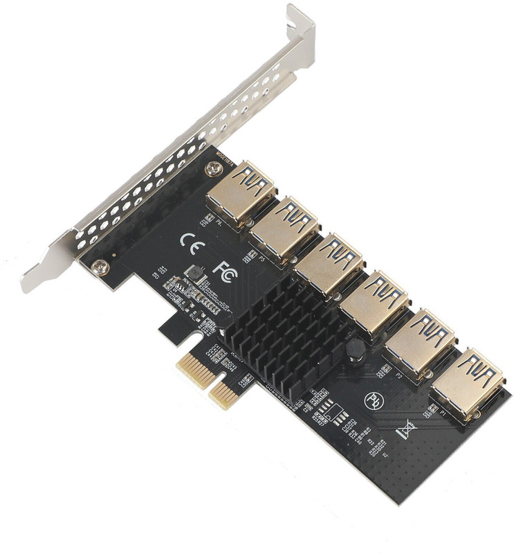 microware PCI-E Riser Card 1 To 7 USB 3.0 Riser Card PCI Express For BTC Mining Miner GDDR6X 1 GB NVIDIA Chipset 64 bit 1 MHz Graphics Card