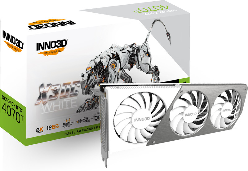 Inno3D GEFORCE RTX 4070 Ti X3 OC 12GB WHITE - N407T3-126XX-186148W GDDR6X 12 GB NVIDIA Chipset 192 bit 2640 MHz Graphics Card(White)