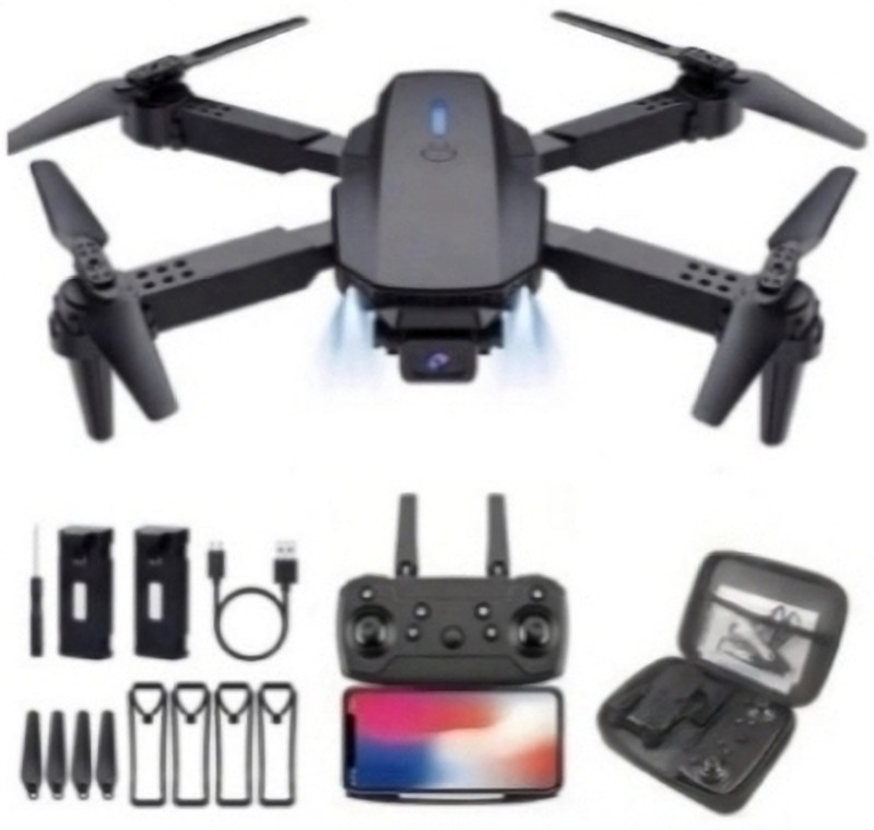 FLYZEN E88 Pro Dual 4K Lens with FPV Streaming & LED Navigation Lights DDR2 2 GB NVIDIA Chipset 0 bit 0 MHz Graphics Card(Black)