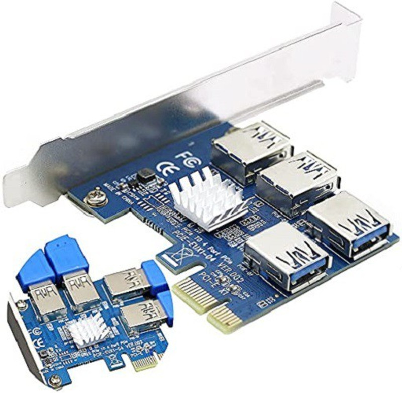 LipiWorld Pcie Splitter 1 to 4 PCI Riser Card PCIe 1 to 4 Port 4 Risers into 1 PCI Card GDDR4 16 GB NVIDIA Chipset 64 bit 120 MHz Graphics Card