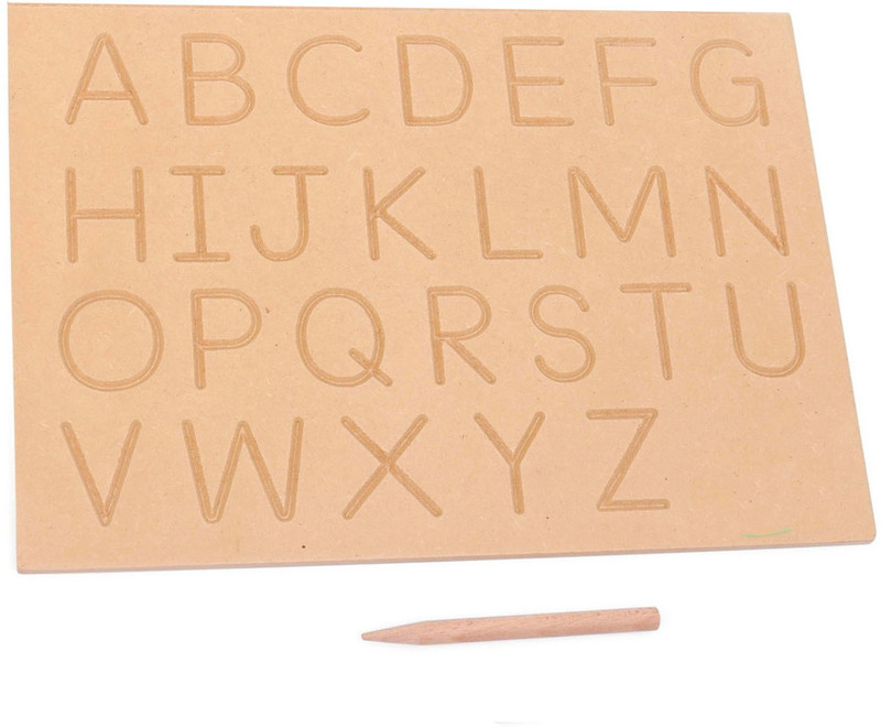 POZUB Alphabet Tracing Board English Upper Case- ABCD Creative Learning Toys for Kids Learning Tracing Board,Hand Writing Alphabet Sorting Blocks Educational Slate 8 x 7 inch Graphics Tablet Connectivity - Modem(Beige)
