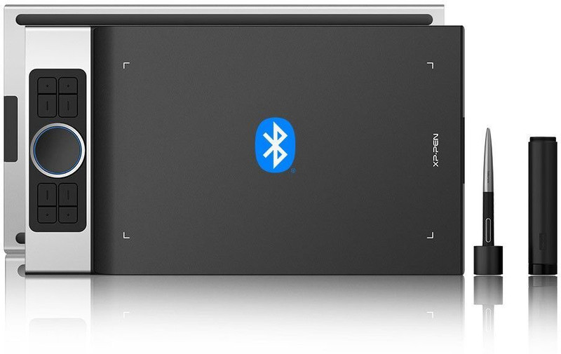 XP Pen Deco Pro MW Graphic Tablet with tilt support, 8 shortcut keys, 8192 levels of pressure sensitivity,1 roller wheel and Bluetooth connectivity 11 x 6 inch Graphics Tablet Connectivity - USB, Bluetooth(Black)