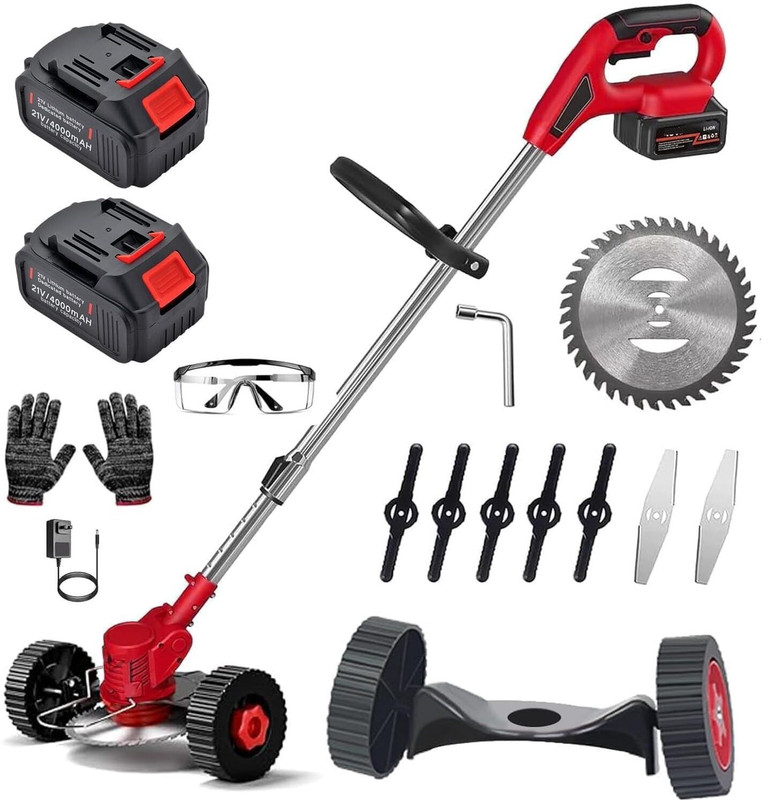 ARJ Electric Garden Lawn Mower +2 x 48V Battery / Battery Powered Lawn Trimmer Cordless Grass Trimmer(Automated Feed)