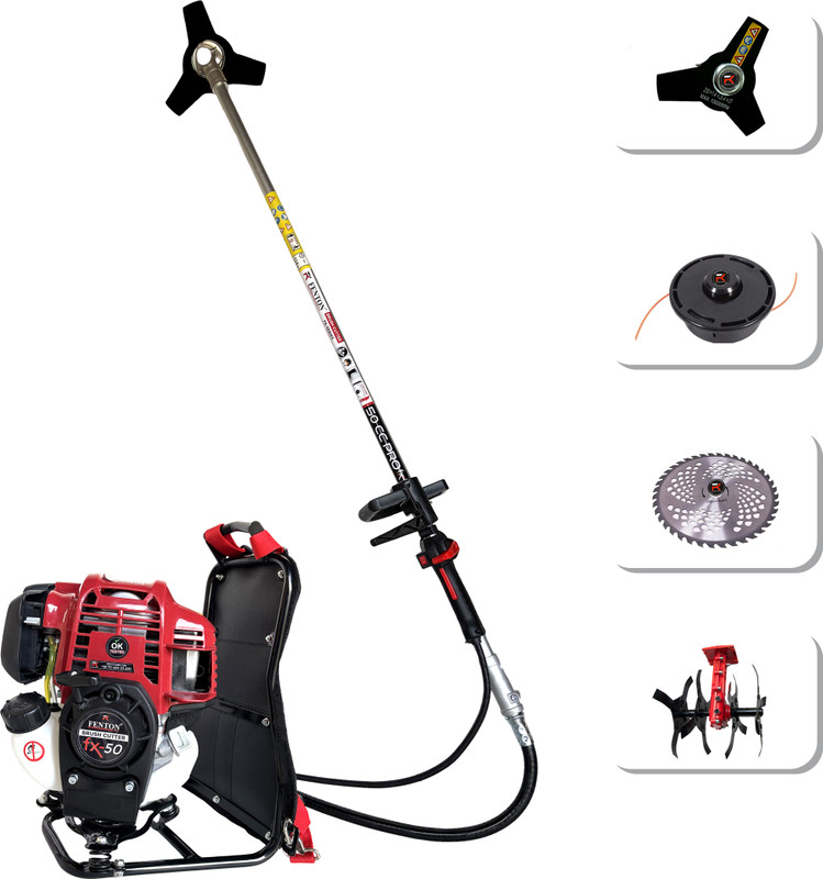 Fenton Krishi FX-50 50CC 4-Stroke Backpack Brush Cutter with 80T, 3T & Tiller Blades Fuel Grass Trimmer(Automated Feed)