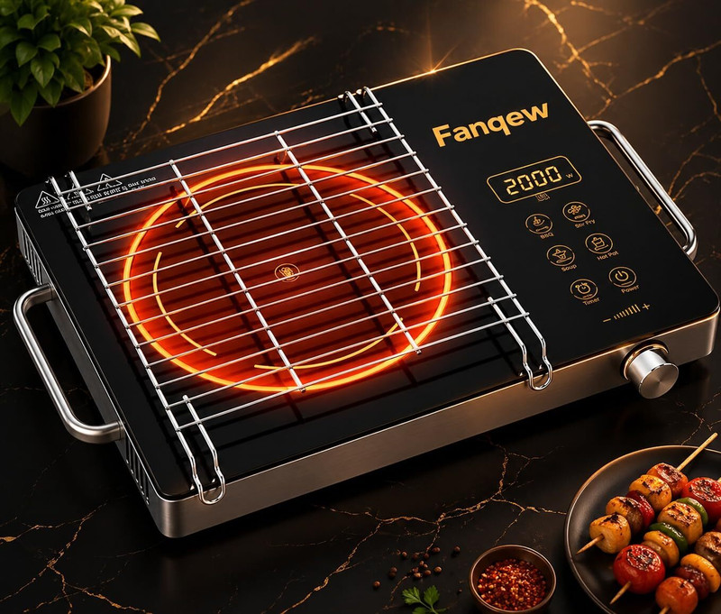 Fanqew Stainless Steel Grill Rack for Induction Infra only Barbecue Grilling Accessory Glider Rack Grill(Pack of 1)