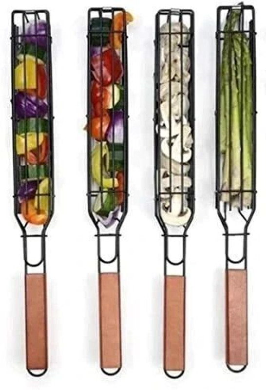 Curvescape Kabob Grilling Baskets Foldable Outdoor Vegetable Fish Chicken & Meat Rib Roaster Grill(Pack of 1)