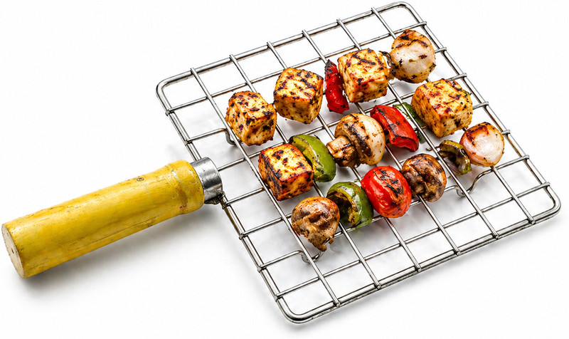 SIVAN CREATION BBQ Grill Net Basket with Wooden Handle for Barbecue Chapati,Vegetables, Paneer Fish Basket Grill(Pack of 1)