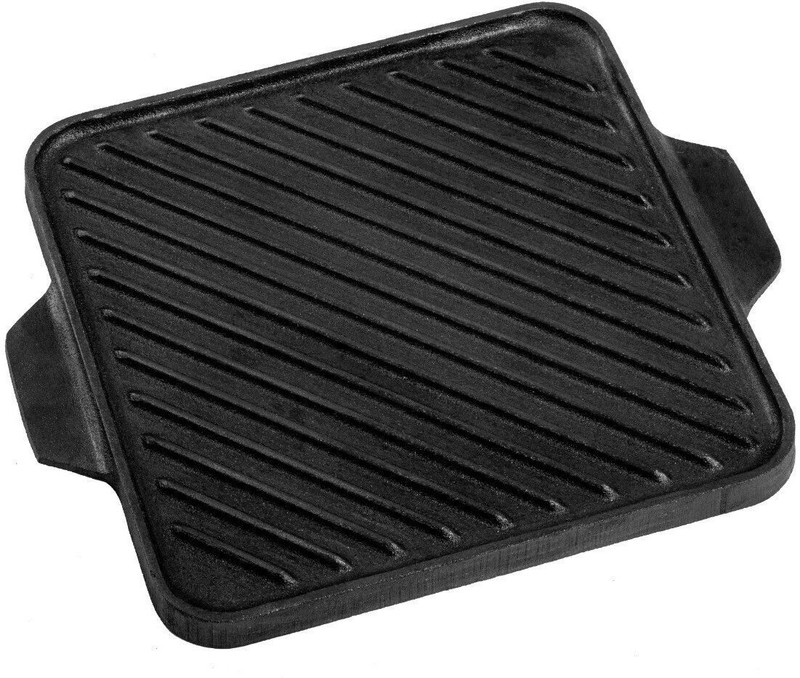 Mr. Butler Natural Pre-Seasoned Cast Iron Reversible Grill Pan, Barbeque Cookware Rib Roaster Grill(Pack of 1)