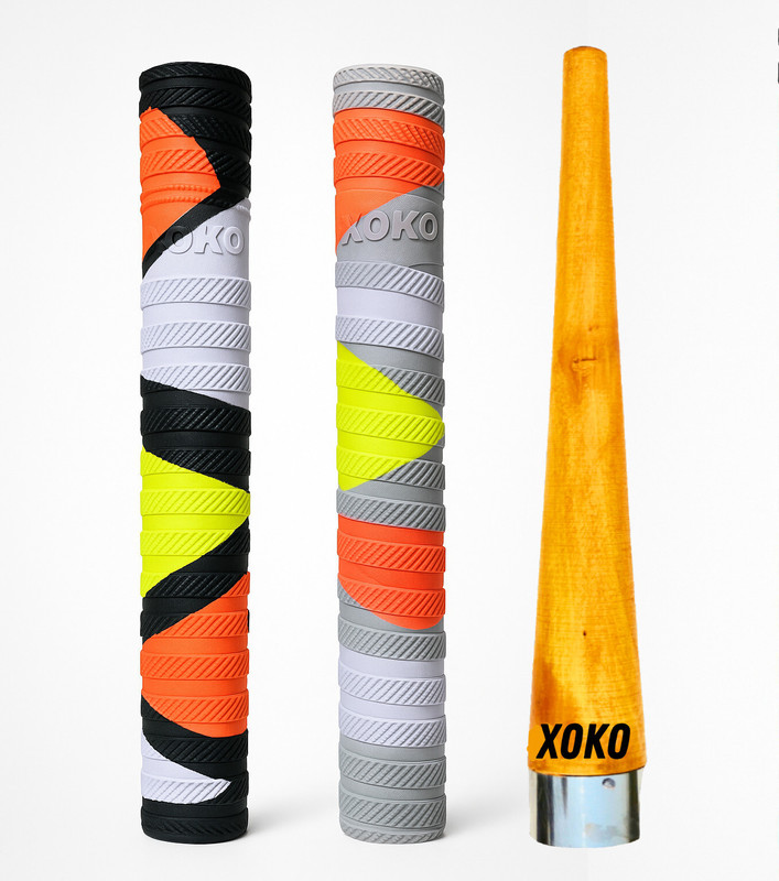 XOKO 2 Multi-Color Sports Grip With 1 Wooden Cone – Non-Slip Textured Rubber Handle Smooth Tacky(Multicolor, Pack of 3)