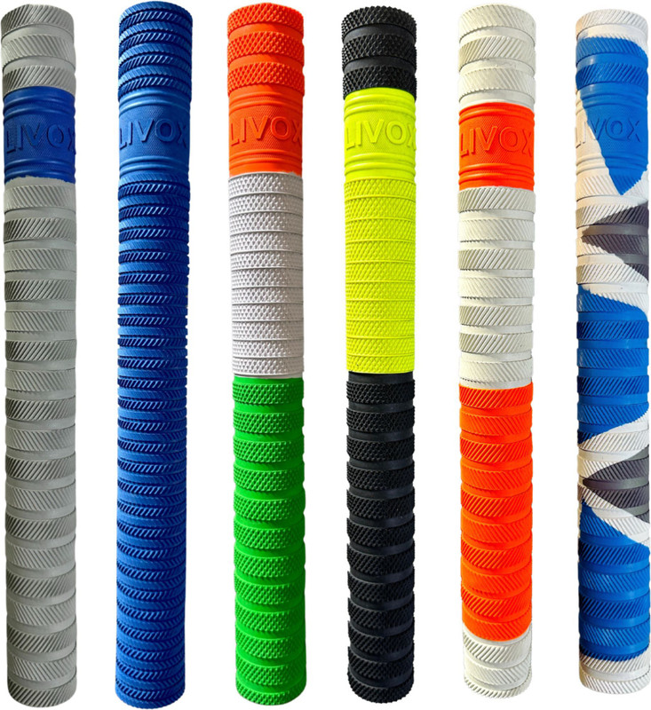 LIVOX Heavy-Duty Rubber Cricket Bat Grip | Extra Comfort & Shock Absorb Ultra Tacky(Multicolor, Pack of 6)