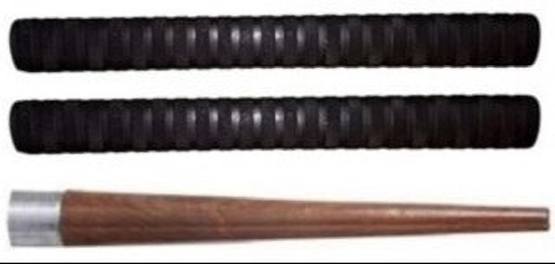 Fitdex Premium Quality Wooden 1Gripper(cone) with Bat Handle 2Full Black Grips, Diamond(Black, Pack of 3)