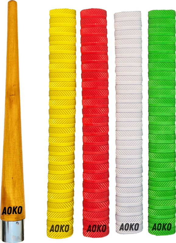 AOKO AA Premium Cricket Bat Handle Rubber Grips With 1 Wooden Gripper Cone Diamond(Multicolor, Pack of 5)