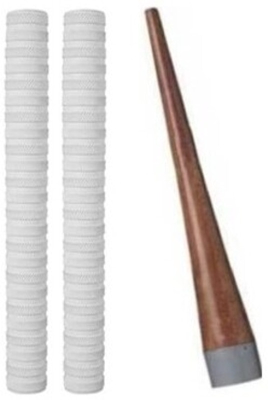 HACKERX Premium Quality Wooden 1Gripper(cone) with 2White Grip, Ultra Tacky(White, Pack of 3)