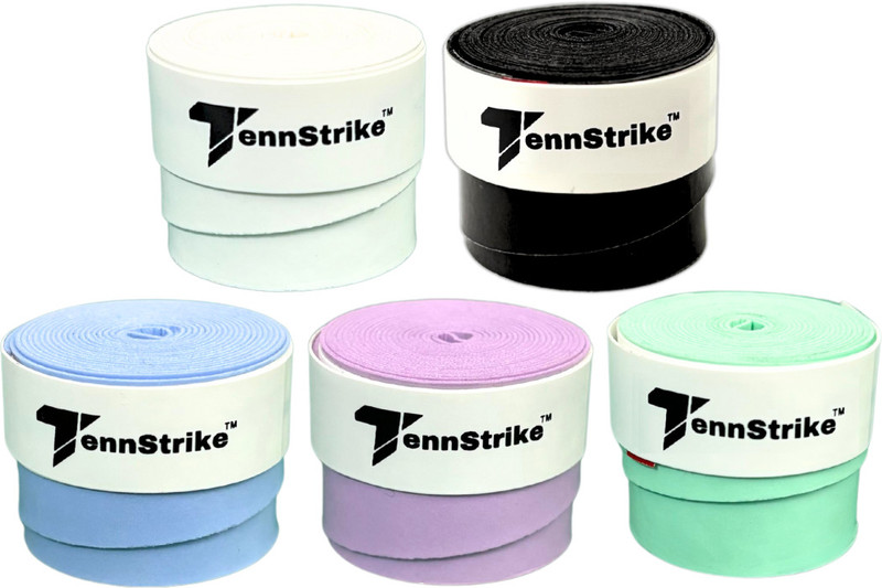 Tennstrike Multi Color Badminton Grips | Box of 5 | Anti-Slip, Sweat Absorbent & Durable Tacky Touch(Multicolor, Black, White, Green, Blue, Pink, Pack of 5)