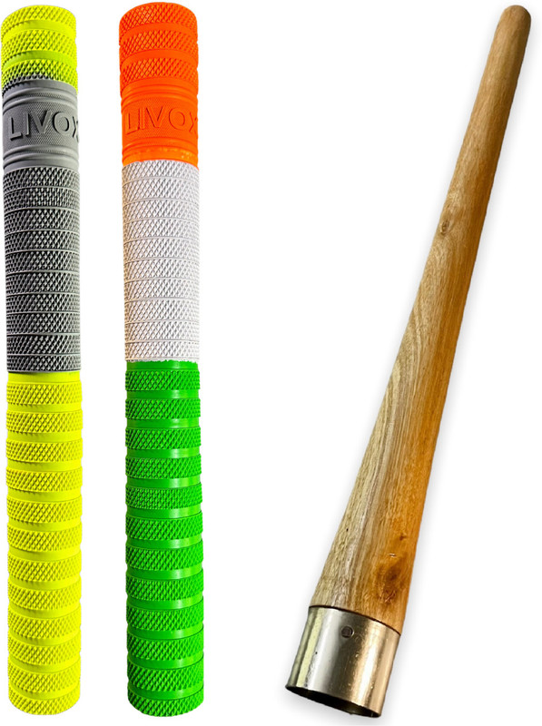 LIVOX Comfortable Fit 3 Multi Colour Cricket Bat Grips With One Wodden Grip Cone Ultra Tacky(Pack of 4)
