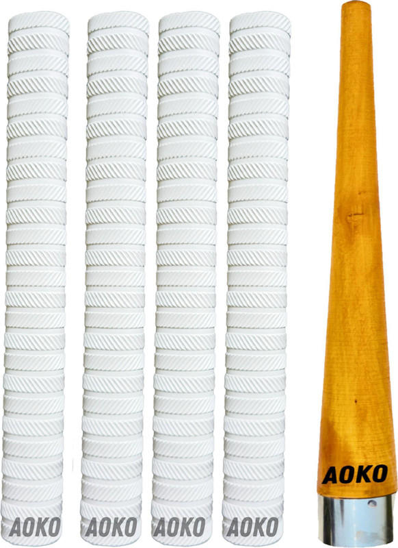 AOKO Plain White Grips for Better Shock 1 Grip Cone for Cricket Bat Handle Ultra Tacky(White, Brown, Pack of 5)