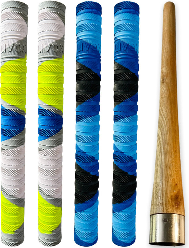 LIVOX Non Slip Cricket Bat Grip with wooden cone for Practice & Match Ultra Tacky(Pack of 5)