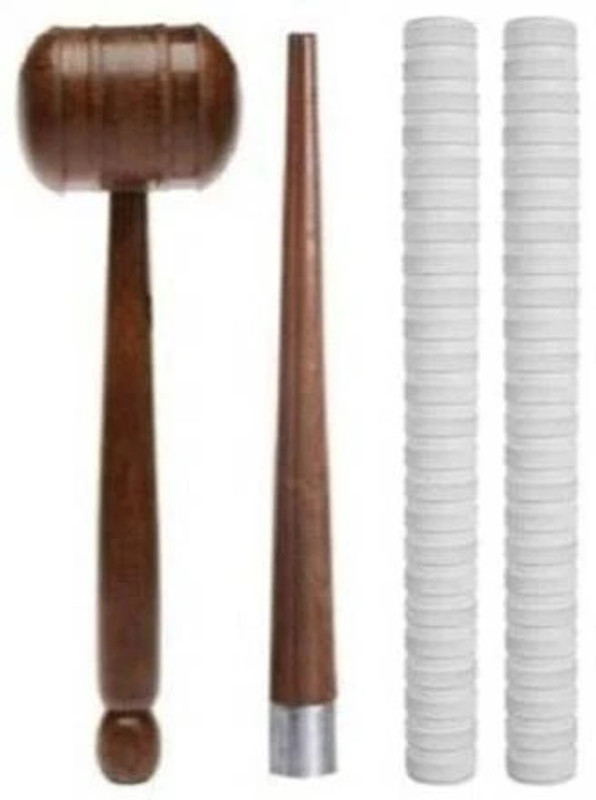 gamers hub COMBO of 1Mallet & 1Cricket Bat Handle Gripper With 2Bat Handle Grip(White) Extra Tacky(White, Pack of 4)