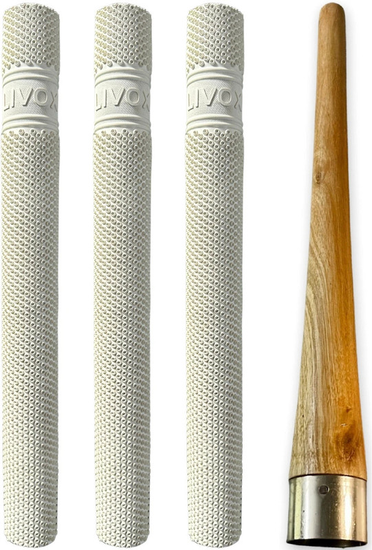 LIVOX 5 White Octopus Texture Cricket Bat Handle Grips And Wooden Grip Cone Super Tacky(White, Pack of 6)