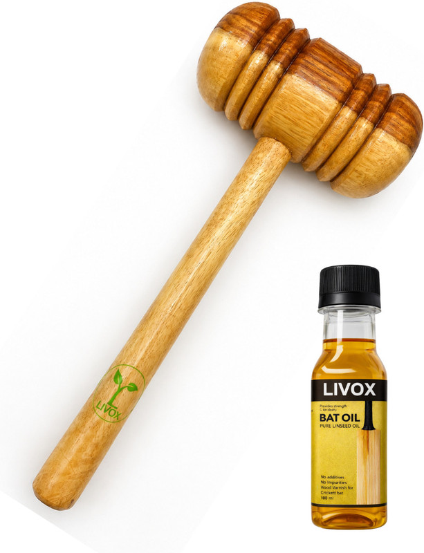 LIVOX Wooden Knocking Hammer & Pure Linseed Bat Oil Ultra Tacky(Pack of 2)