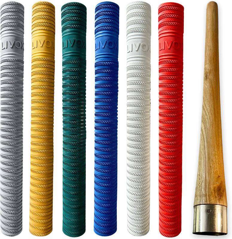 LIVOX First Quality Ring Texture Cricket Bat 4 Grips for Very Good Comfort Ultra Tacky(Gold, Silver, Green, Blue, Red, White, Pack of 4)