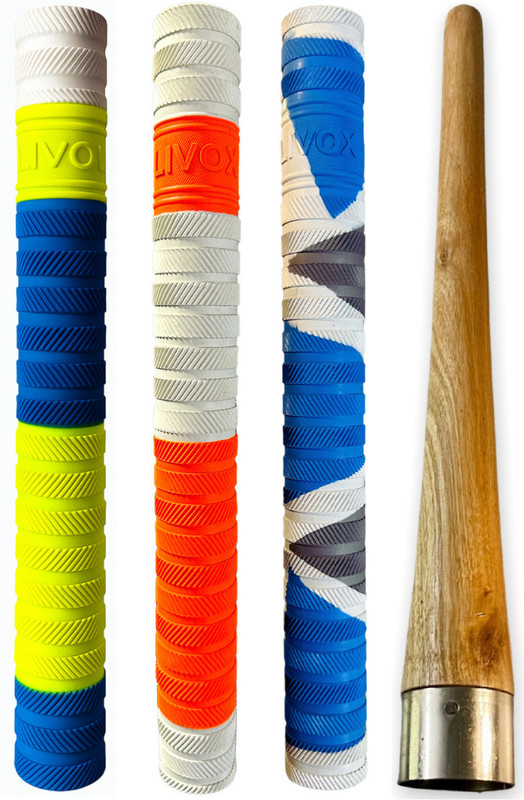 LIVOX Cricket Bat Grip & Cone Combo Pack of 4 | 3 Rubber Grips for All Bats Ultra Tacky(Pack of 4)