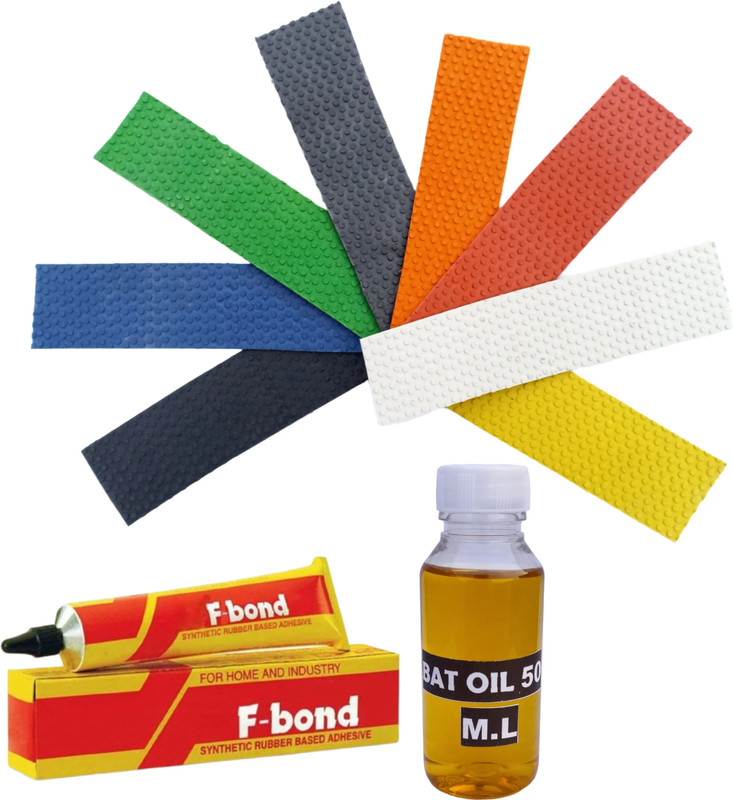 RaiGen 6 Multicolor Bat Toe Guards with Adhesive & Bat Oil for Cricket Bat Ergonomic(Multicolor, Pack of 3)