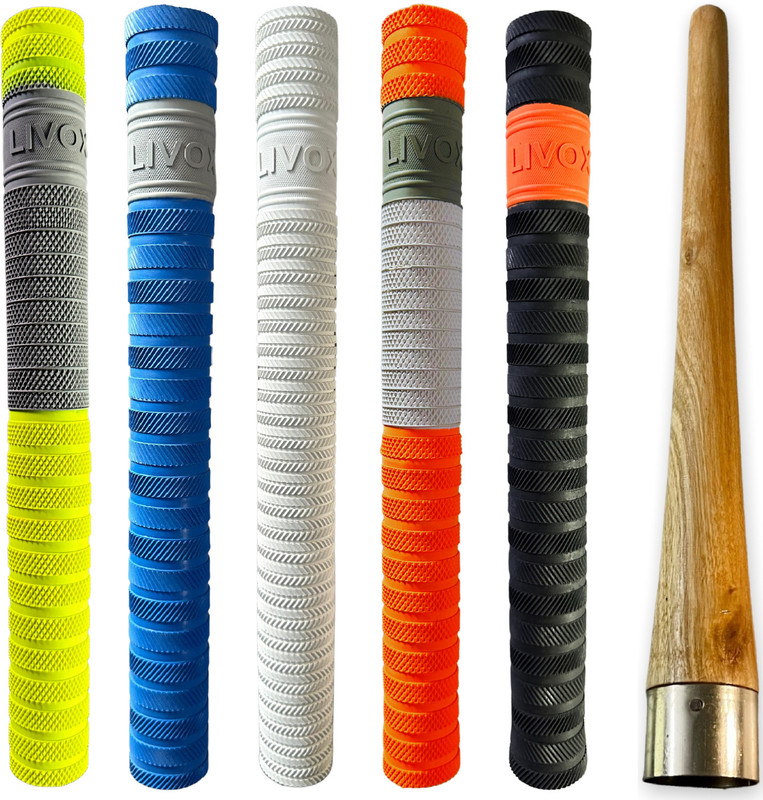 LIVOX MIX Texture (Thunderblade, Bracelet, Dynamic) Cricket Bat 5 Grips And Grip Cone Super Tacky(Multicolor, Pack of 6)