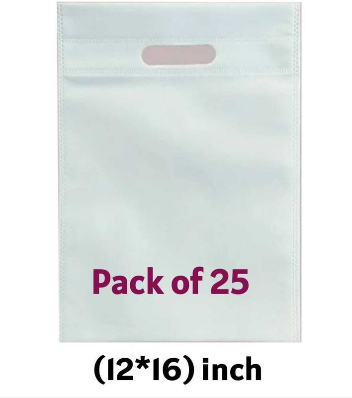 Pack Safe Carry Bag 12X16(Inch) Size, Handle Bag,Shopping Bag,Daily Use Bag, Pack Of 25 Pc Pack of 25 Grocery Bags(White)