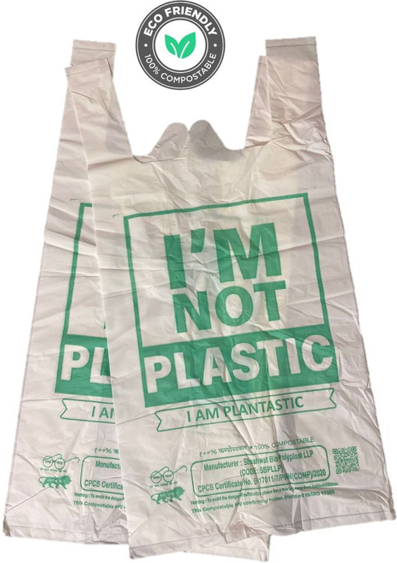 Naturblend Naturblend 100% Compostable & Biodegradable Carry bags, Grocery bag,16x20 Inches Pack of 30 Grocery Bags(White)