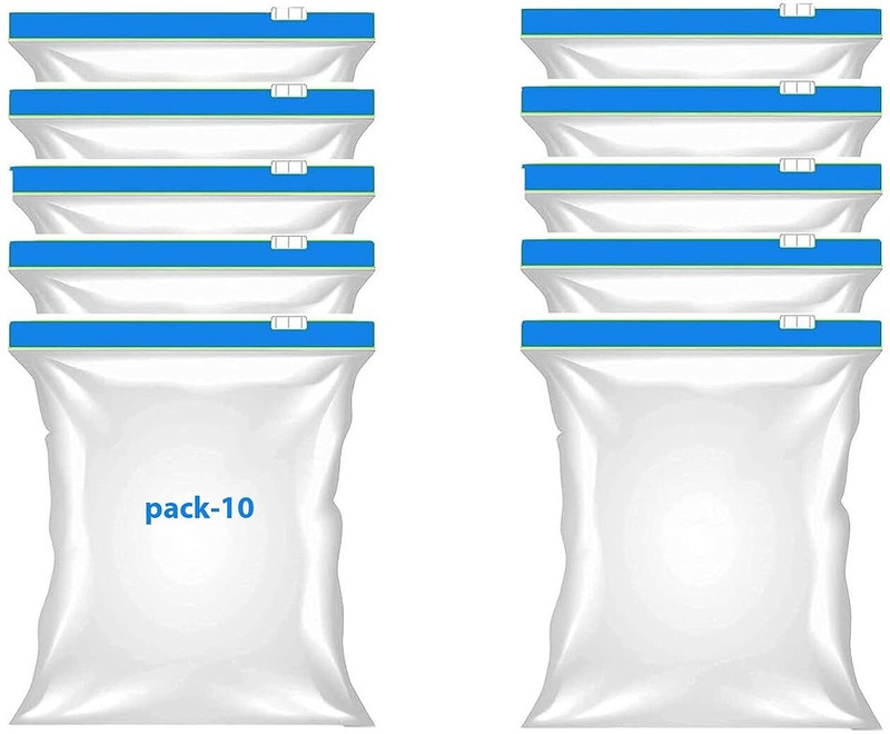 Flipkart SmartBuy Zip Lock Reusable Fresh Vegetable Food Storage Freeze Zipper Pouch Pack of 10 Grocery Bags(Blue)