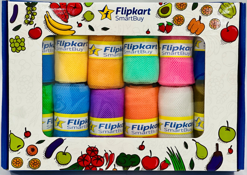 Flipkart SmartBuy Food Grade Bags for Fruits and Vegetables Storage Bags Pack of 12 Grocery Bags(Multicolor)