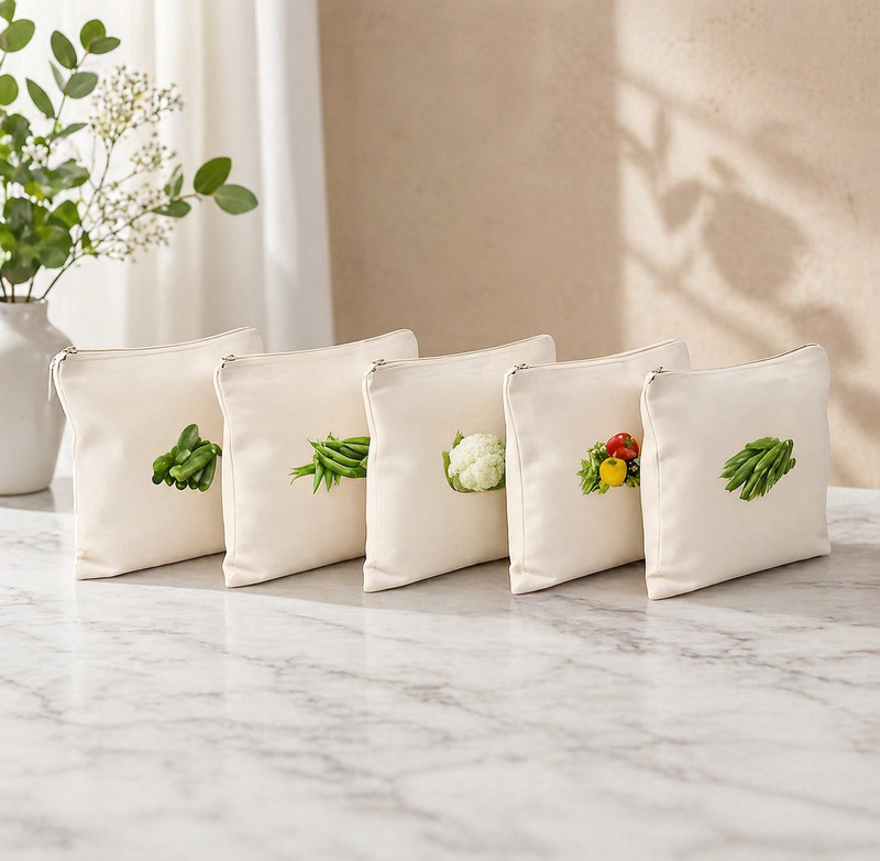 CATCLO Reusable Fridge Storage Bags Set, Washable Vegetable Fruit Organizer Pouch Pack of 10 Grocery Bags(White)